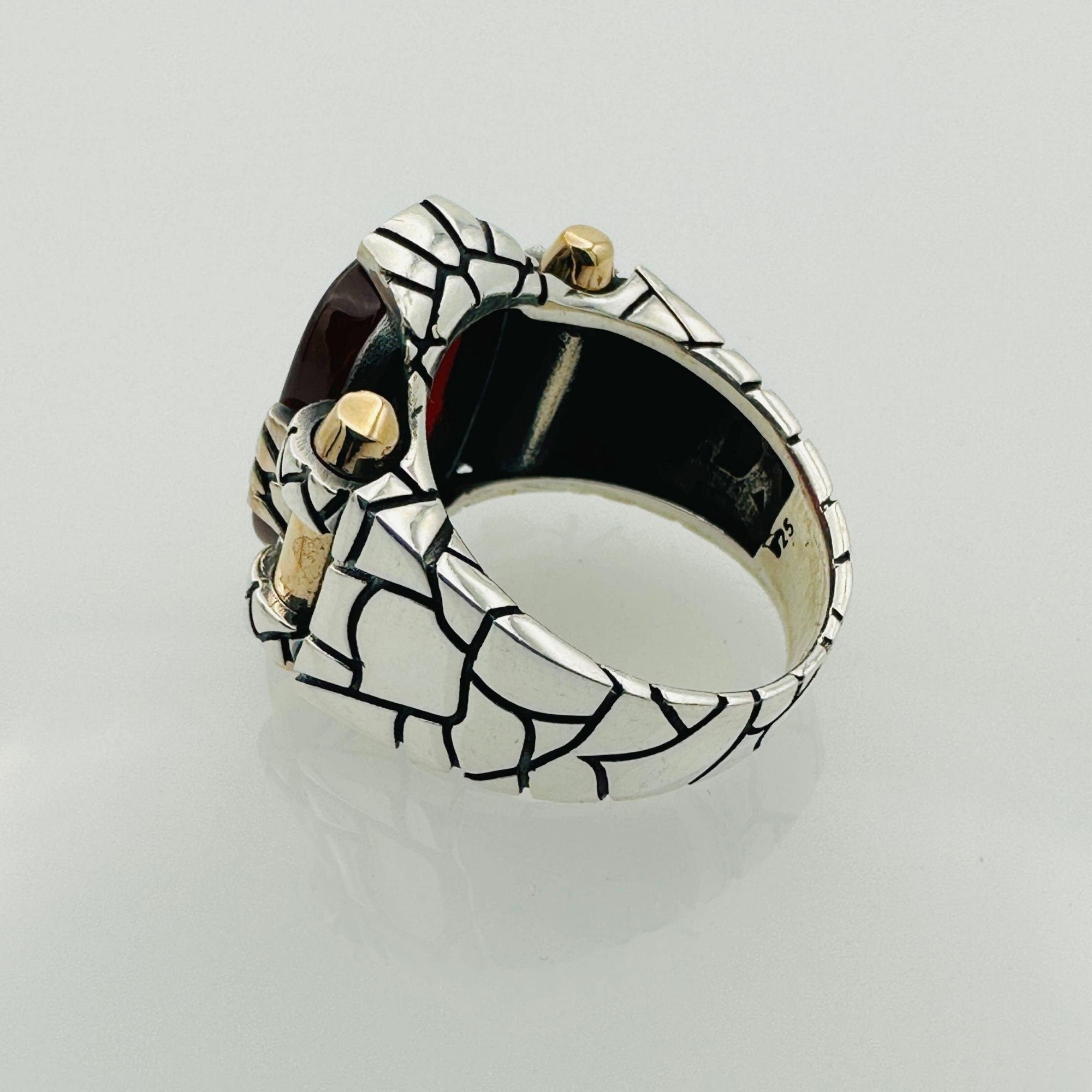 Men's Black Onyx Square Sterling Silver Gemstone Ring
