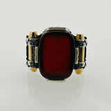 Men's Black Onyx Square Sterling Silver Gemstone Ring