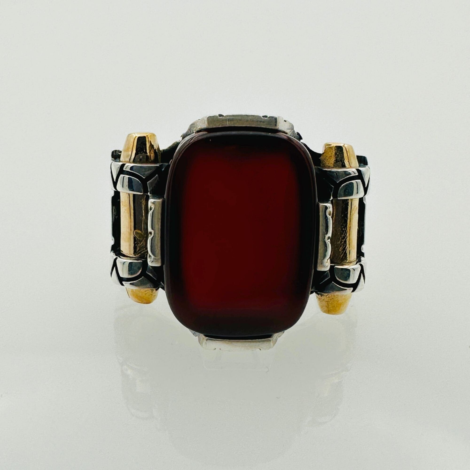 Men's Black Onyx Square Sterling Silver Gemstone Ring