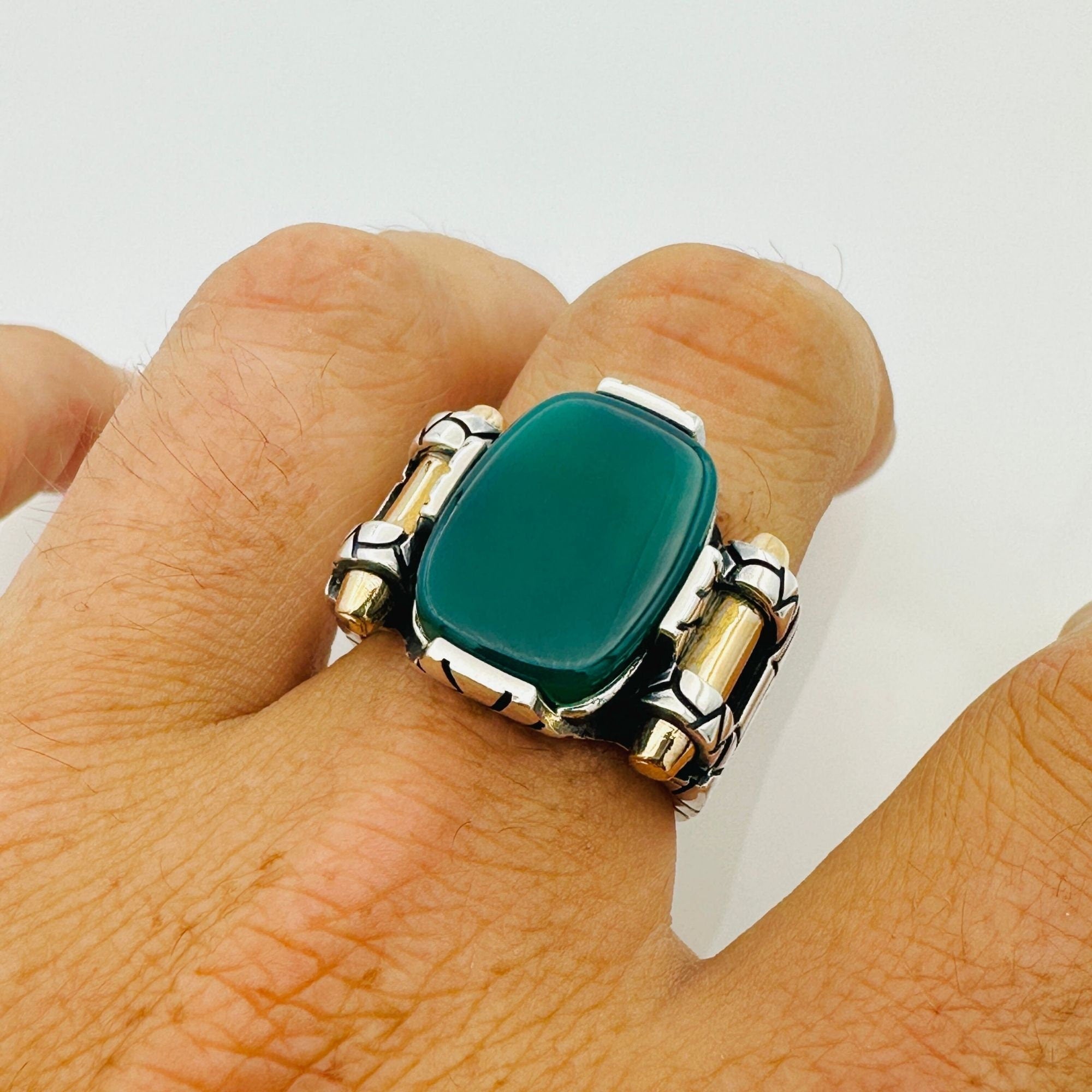 Men's Multi-Color Mystic Topaz Square Sterling Silver Ring