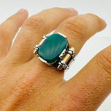 Men's Multi-Color Mystic Topaz Square Sterling Silver Ring