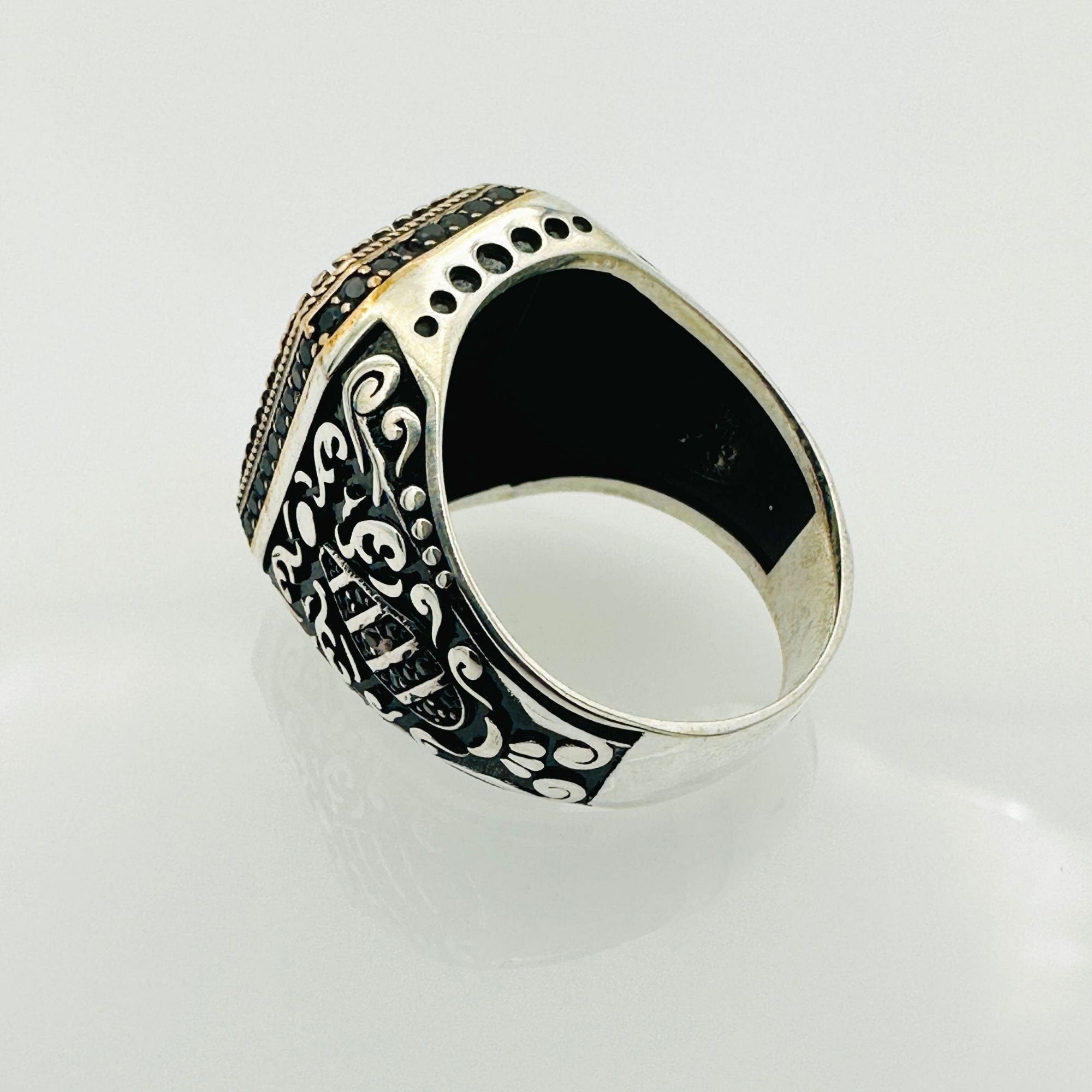 Men's Emerald Green Stone Turkish Silver Ring