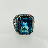 Bague en argent sterling émeraude verte turque pour homme