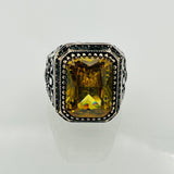 Men's Red Zircon Minimalist Silver Ring