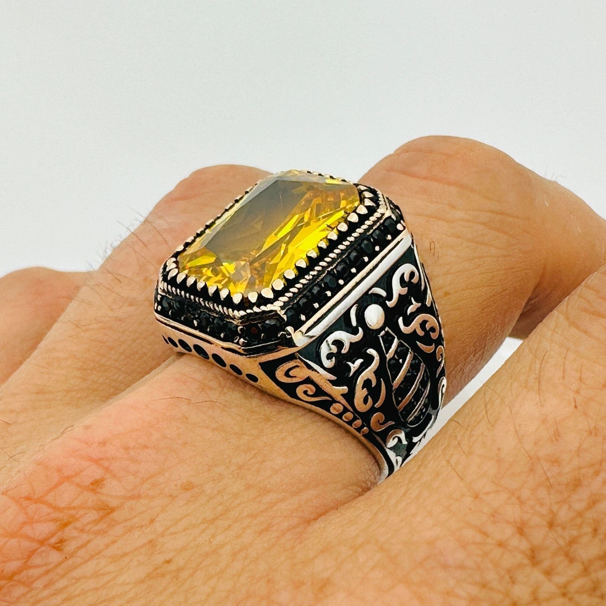 Men's Red Zircon Minimalist Silver Ring