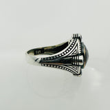 Bague en argent avec pierre zircon noire turque pour homme
