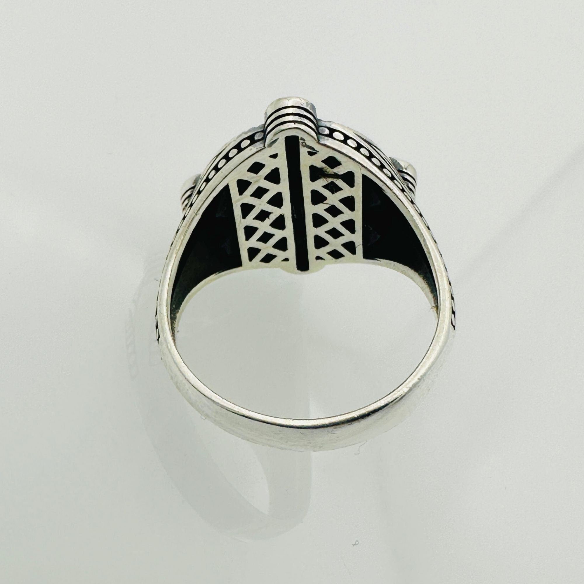 Bague en argent avec pierre zircon noire turque pour homme