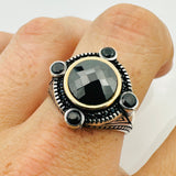 Bague en argent avec pierre zircon noire turque pour homme