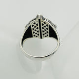 خاتم فضة ياقوت أزرق يدوي للرجال