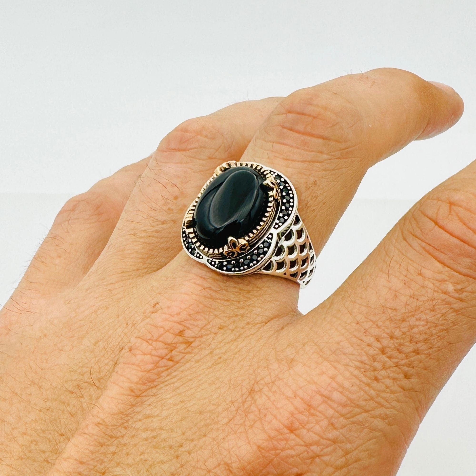 Men's Natural Black Onyx Ring