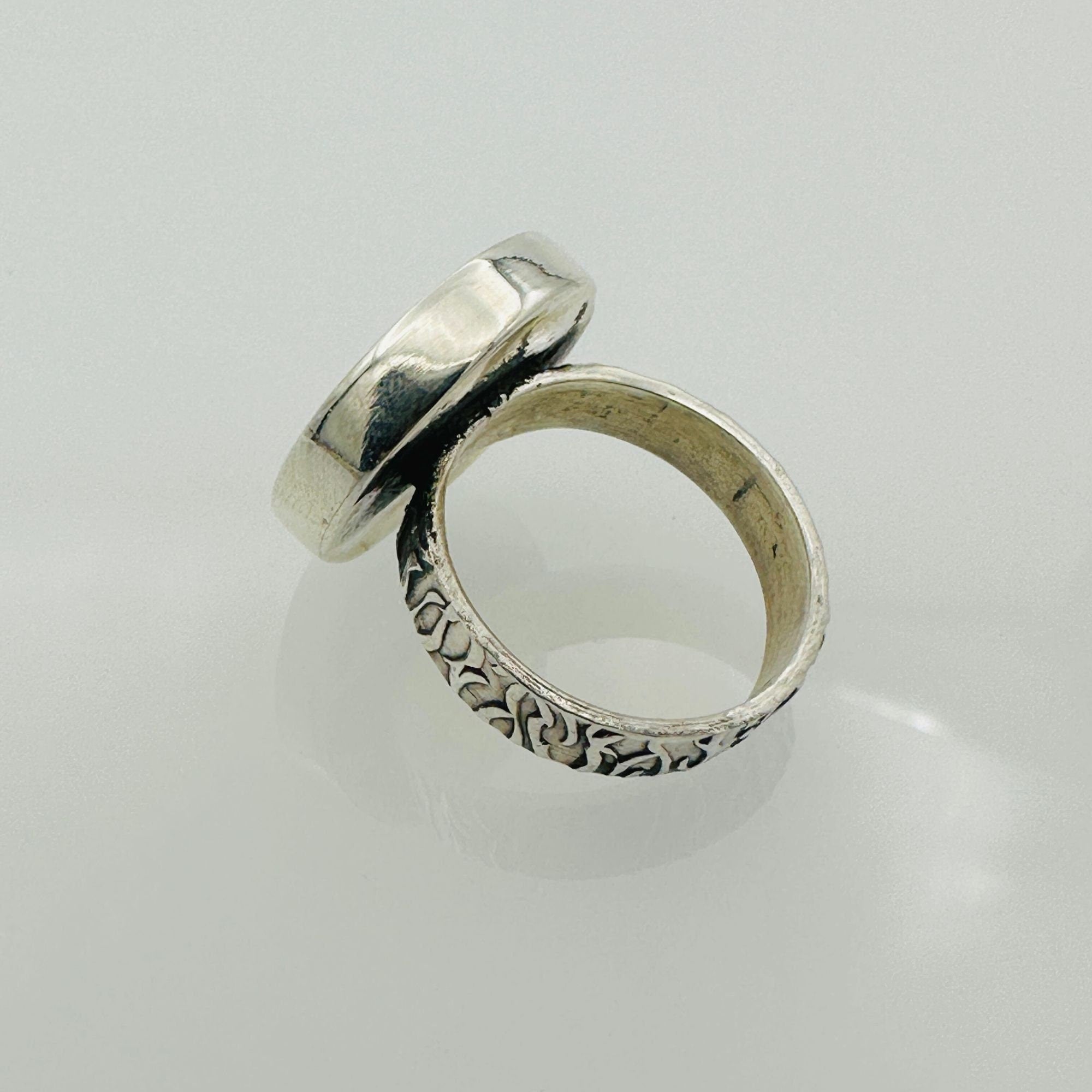 خاتم فضة بخاتم زهرة الحياة