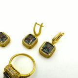 Handcrafted Multi-Color Topaz 925 Sterling Silver Jewelry Set for Women - Elegant Gift for Her