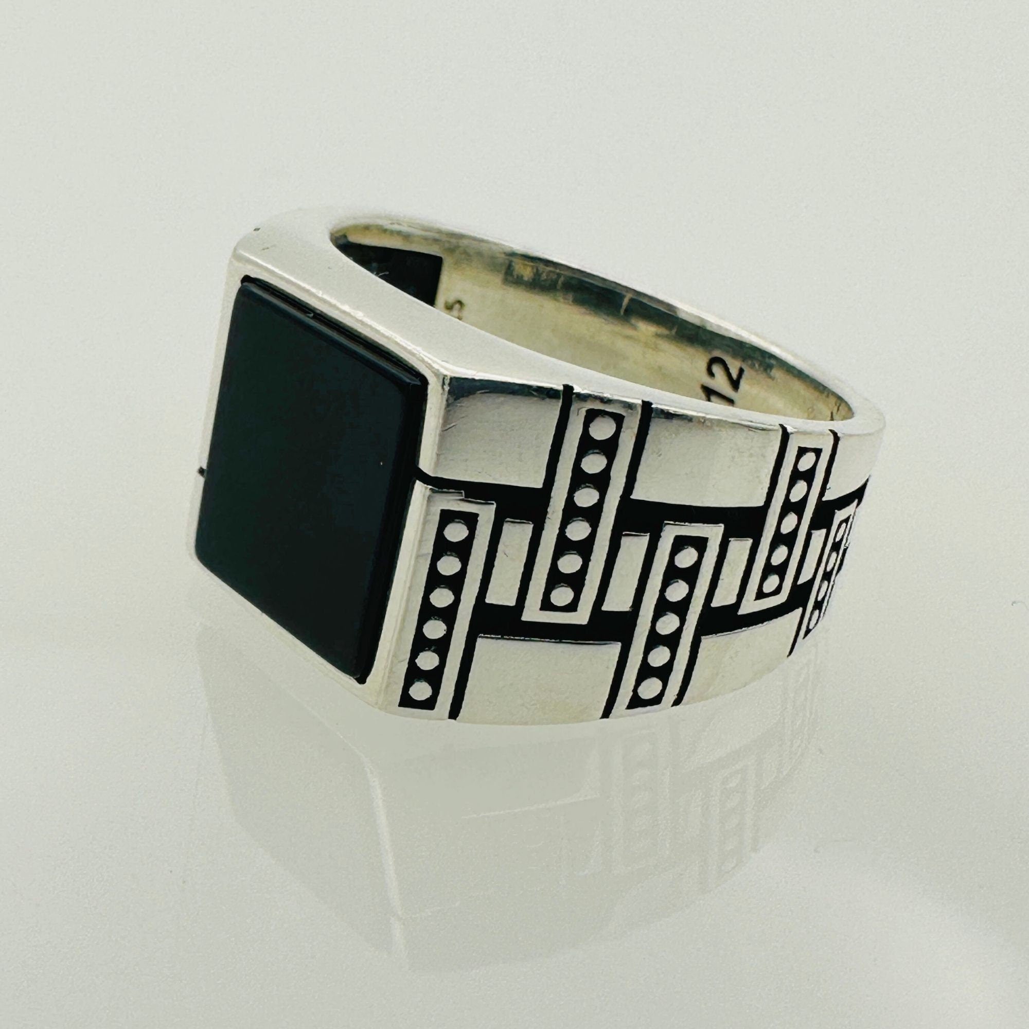 Men's Natural Black Onyx Gemstone Ring