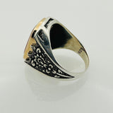 Men's Natural Red Aqeeq Silver Ring