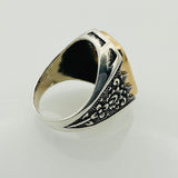 Men's Natural Red Aqeeq Silver Ring
