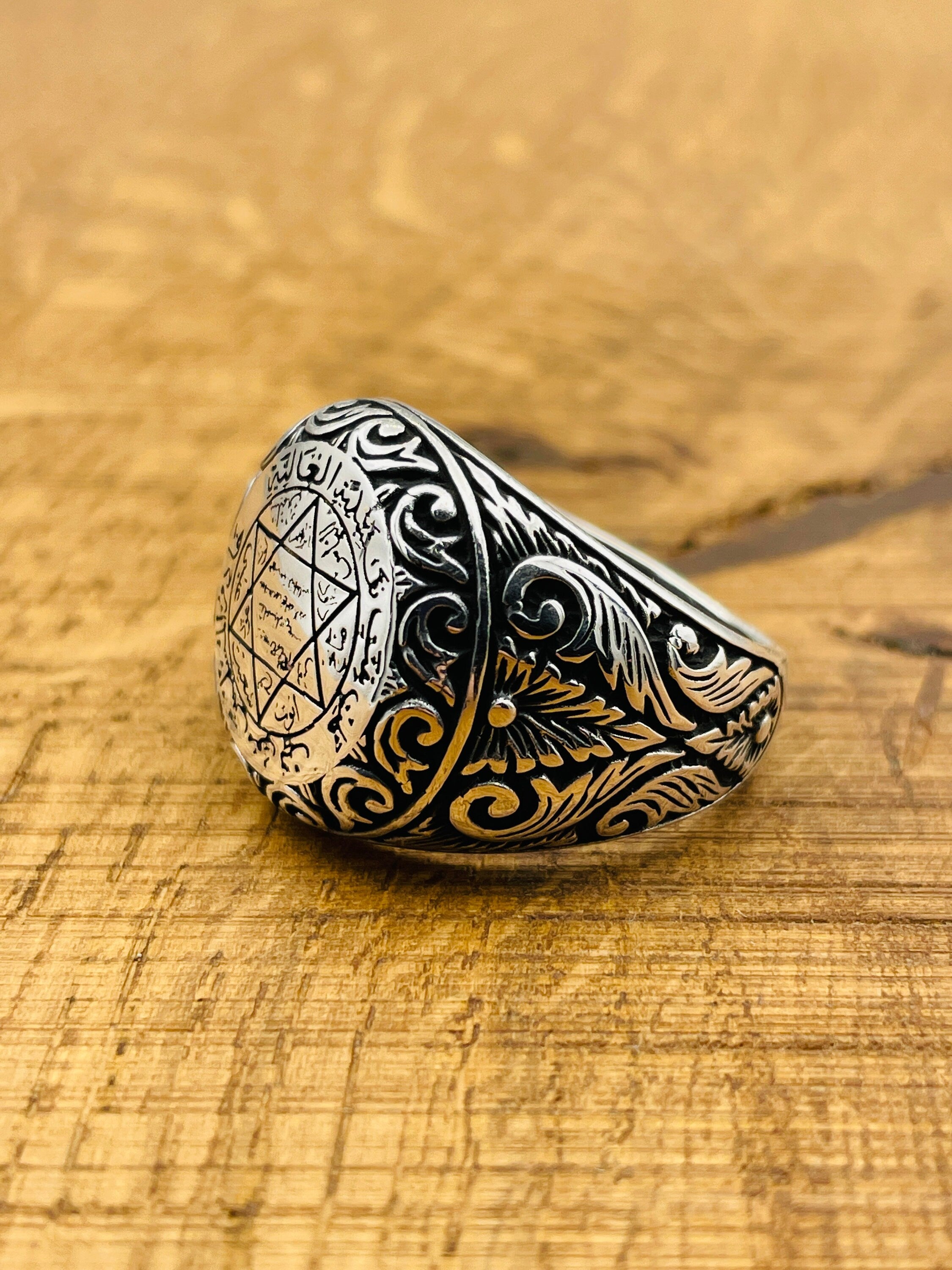 Men's Handmade 925 Sterling Silver Star of David Ring | Turkish Spiritual & Cultural Jewelry