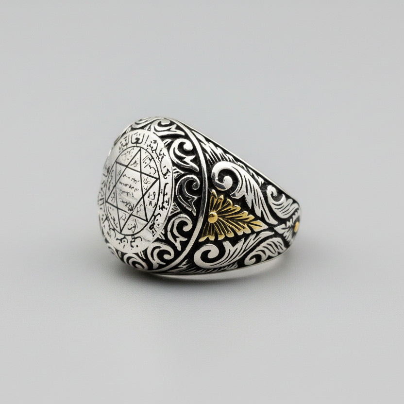 Herren handgefertigter 925 Sterlingsilber Davidstern Ring | Türkischer spiritueller & kultureller Schmuck