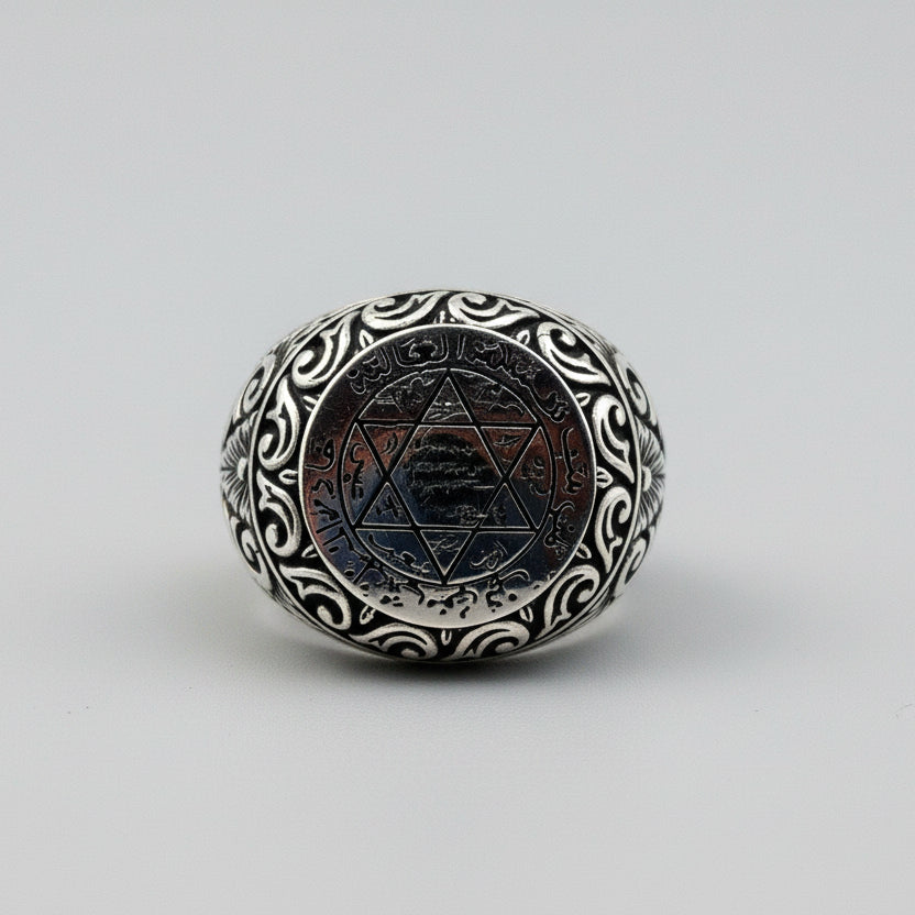 Herren handgefertigter 925 Sterlingsilber Davidstern Ring | Türkischer spiritueller & kultureller Schmuck