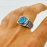 Men's Green Agate Stone Ring