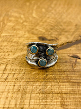 아쿠아마린 조절 가능한 여성용 실버 링