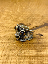 خاتم نسائي بحجر أميثيست أرجواني متعدد الأحجار