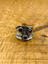 خاتم نسائي بحجر أميثيست أرجواني متعدد الأحجار