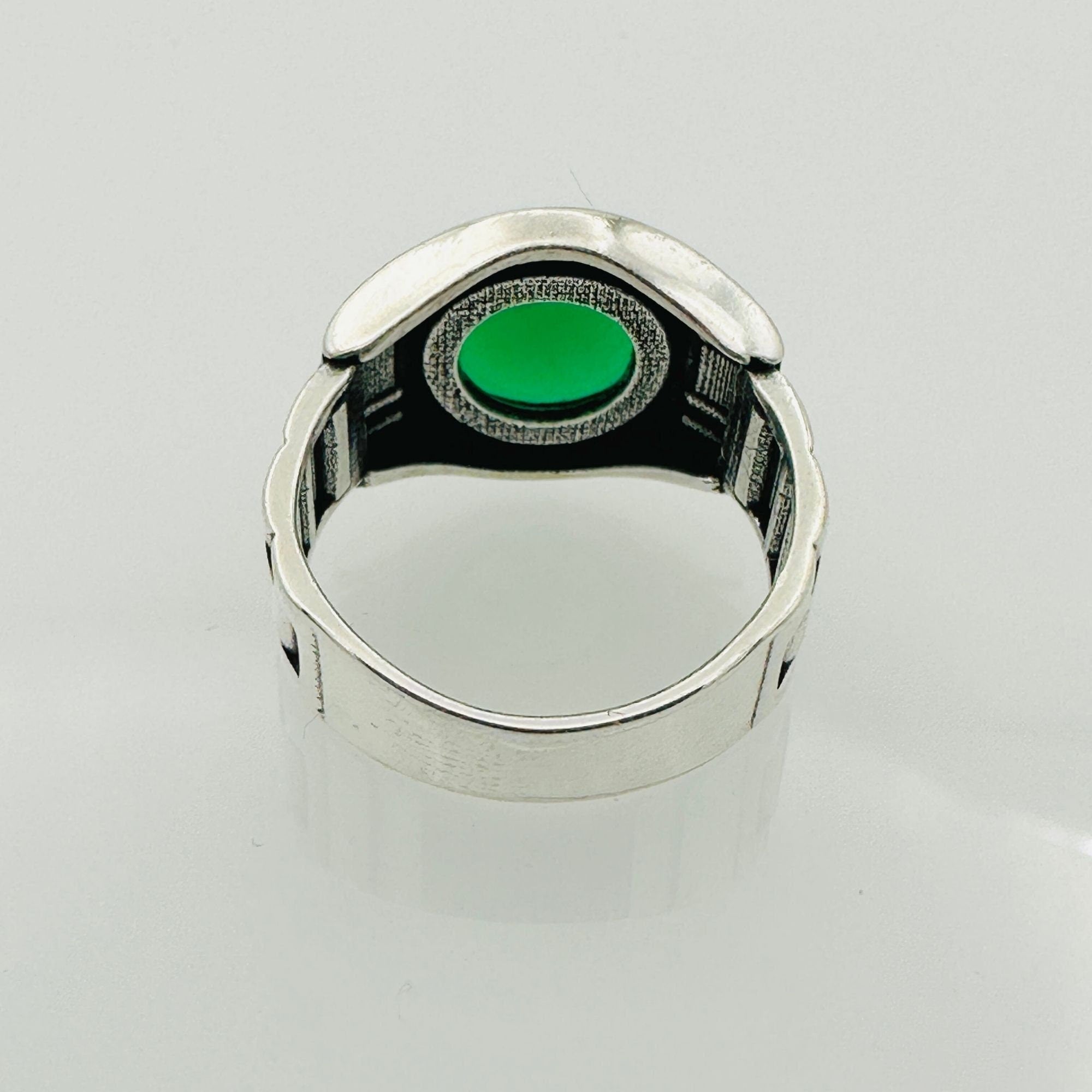 남성용 터키석 사각 은 반지