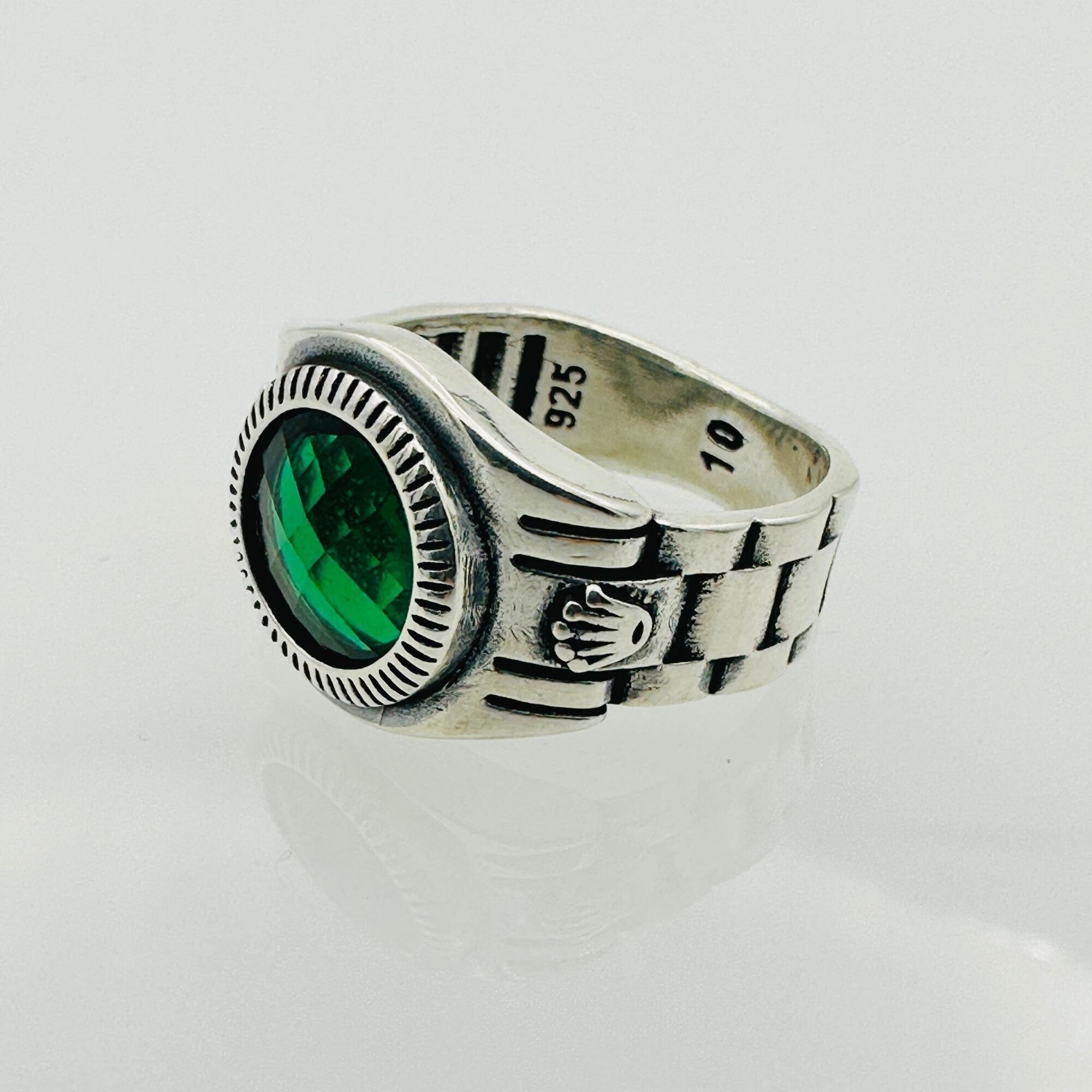 남성용 터키석 사각 은 반지