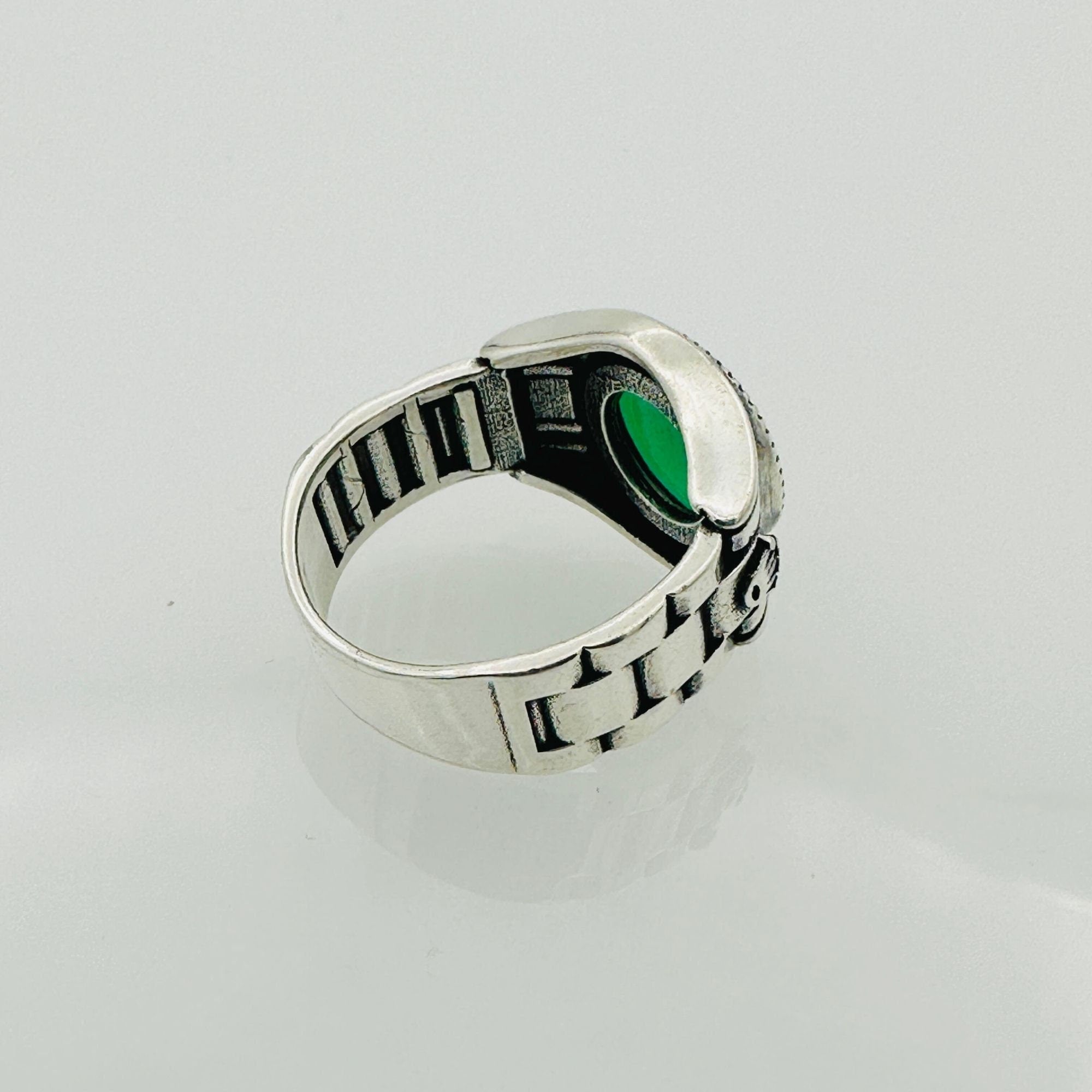 남성용 터키석 사각 은 반지