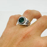 남성용 터키석 사각 은 반지