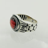 Men's Aquamarine Square Silver Ring