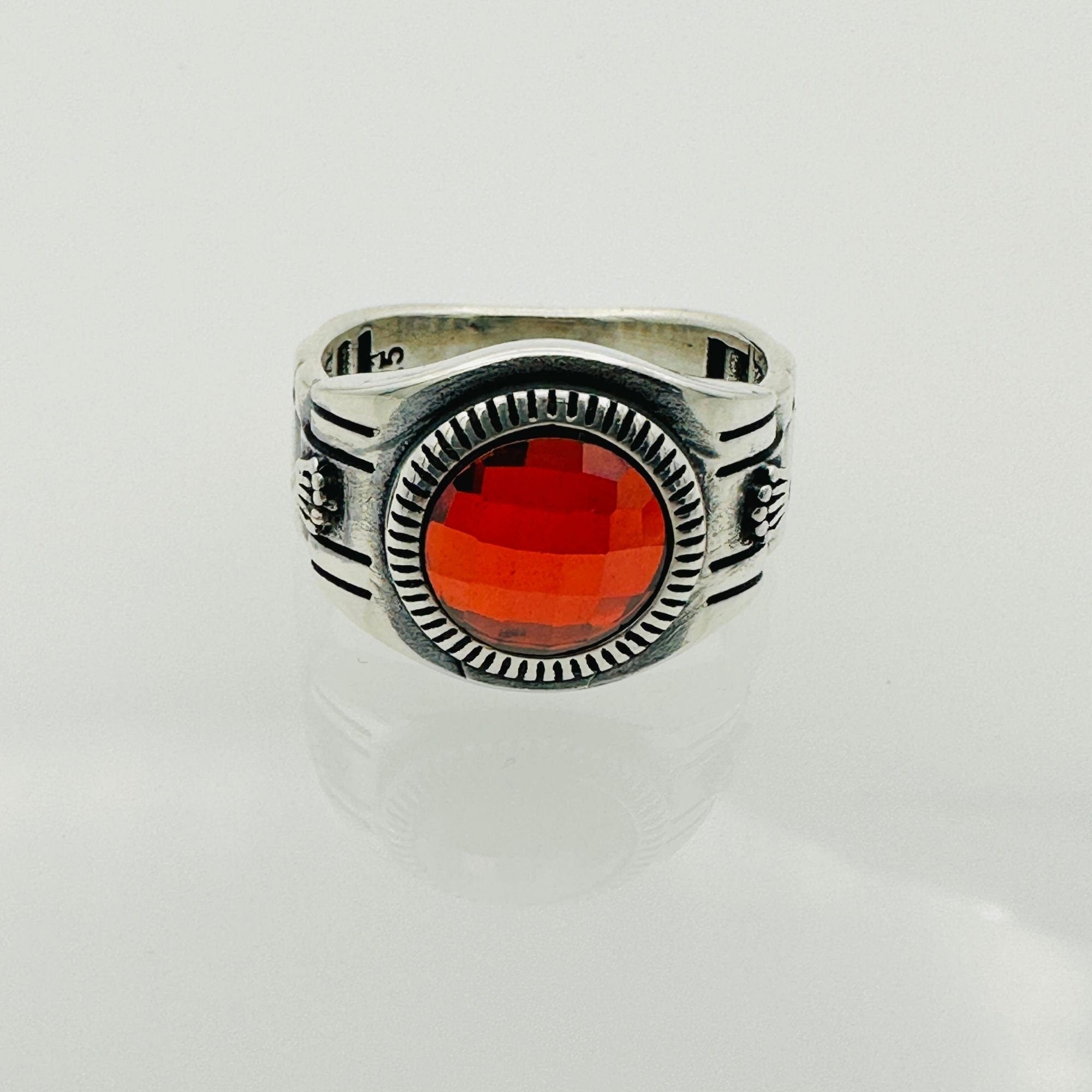 Men's Aquamarine Square Silver Ring