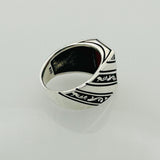 Men's Natural Green Agate Square Sterling Silver Ring