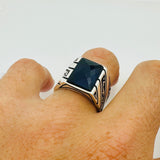 Women's Oval Emerald Stone Sterling Silver Ring