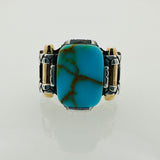 Brown Tiger's Eye Square Silver Ring