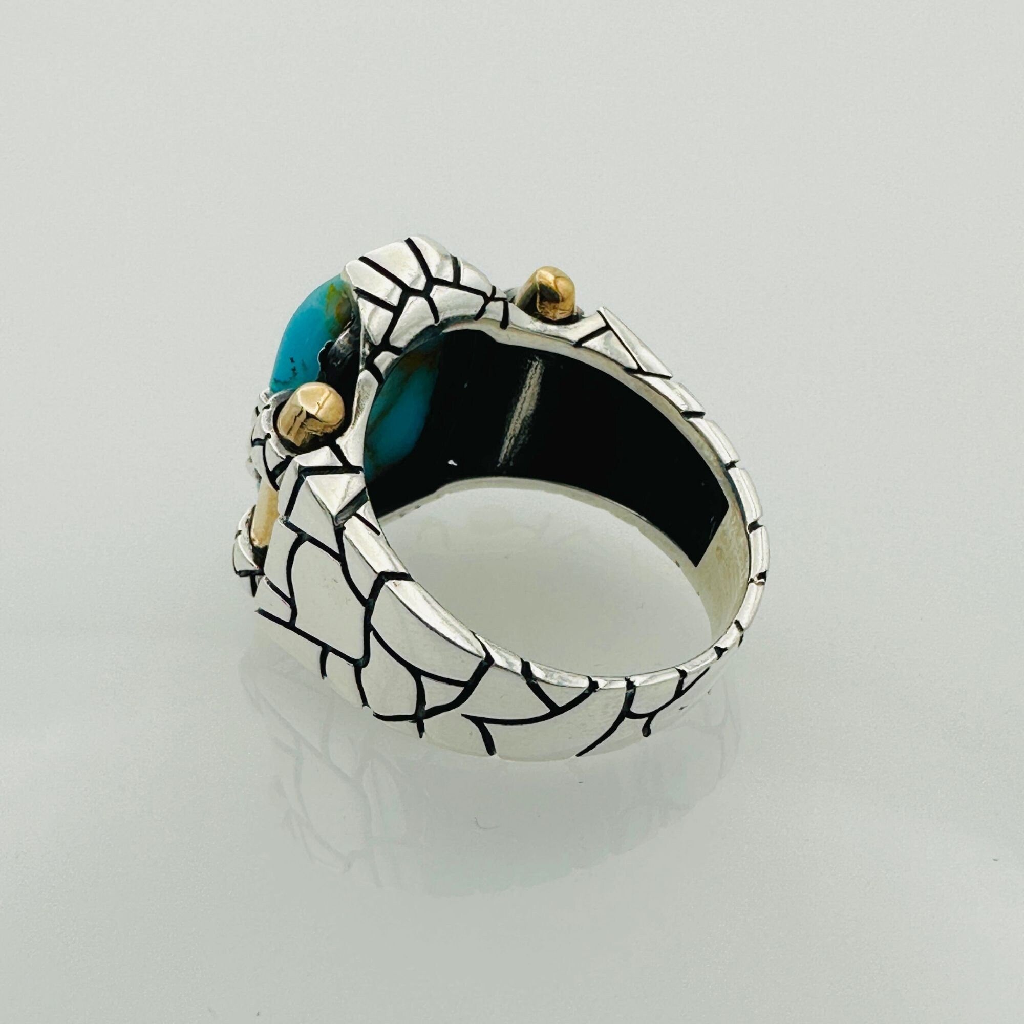 Brown Tiger's Eye Square Silver Ring