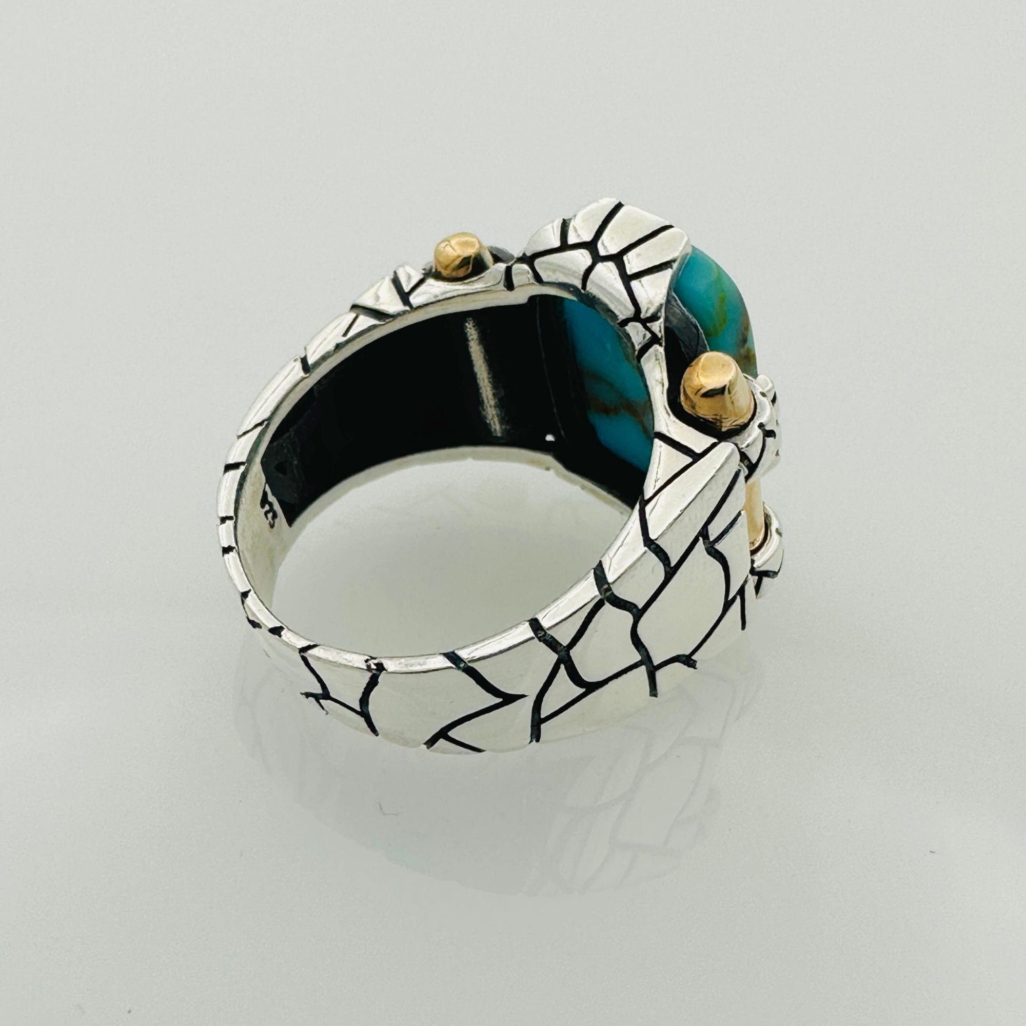 Brown Tiger's Eye Square Silver Ring