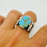 Brown Tiger's Eye Square Silver Ring