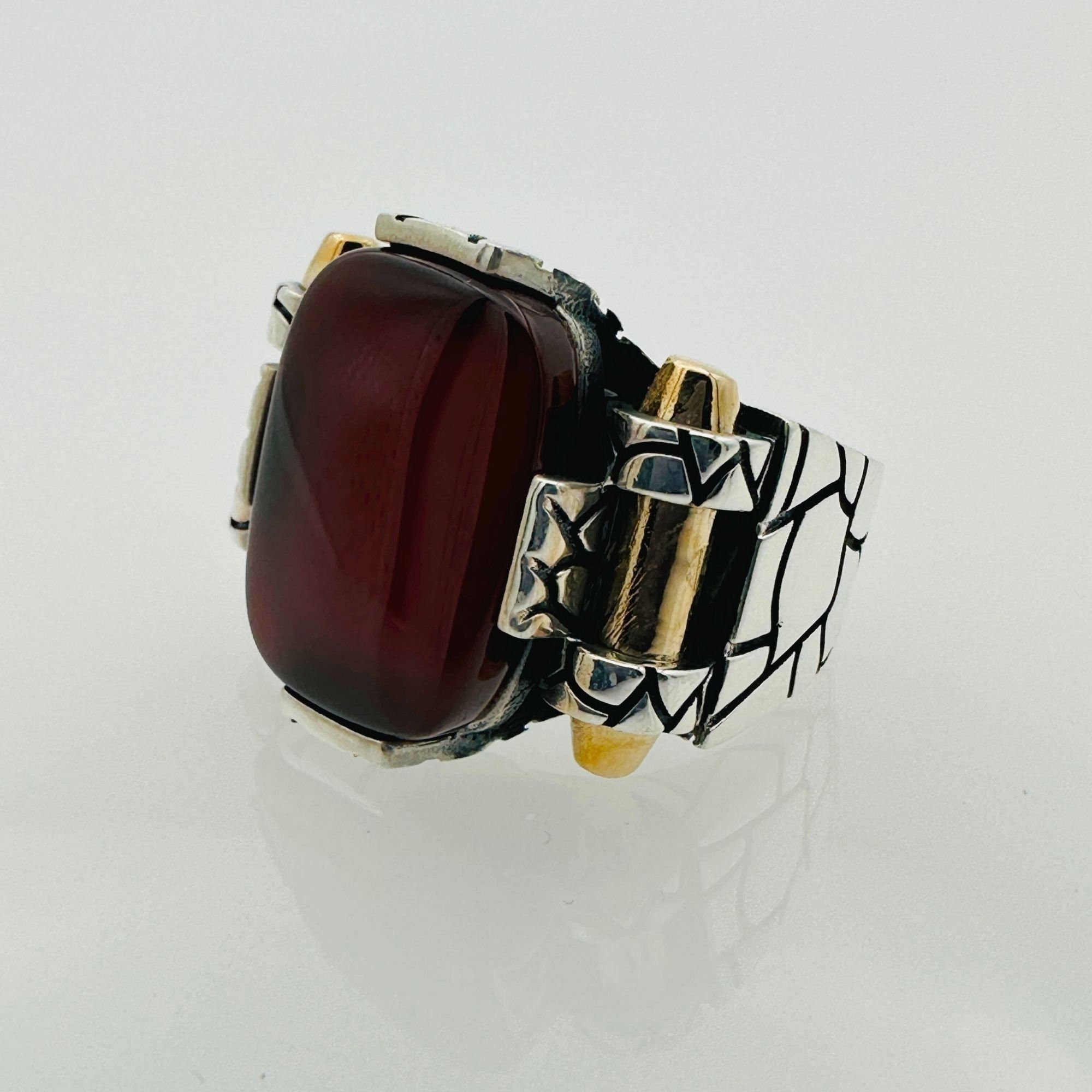 Men's Black Onyx Square Sterling Silver Gemstone Ring
