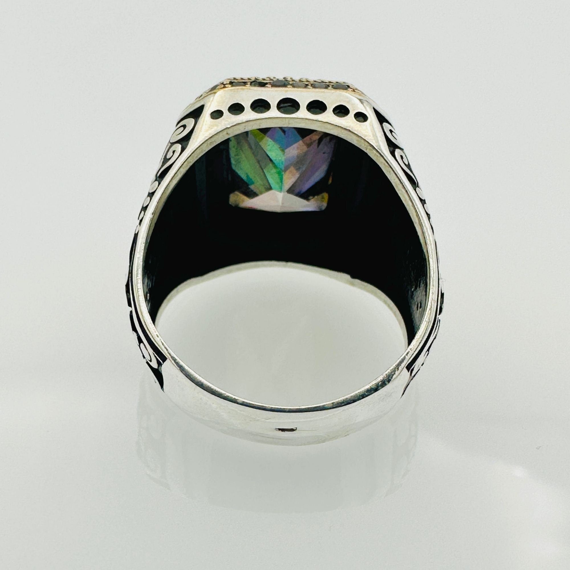 Men's Emerald Green Stone Turkish Silver Ring