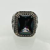 Men's Emerald Green Stone Turkish Silver Ring