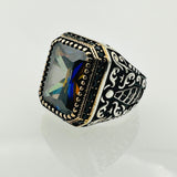 Men's Emerald Green Stone Turkish Silver Ring