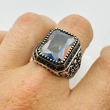 Men's Emerald Green Stone Turkish Silver Ring