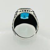 Bague en argent sterling émeraude verte turque pour homme