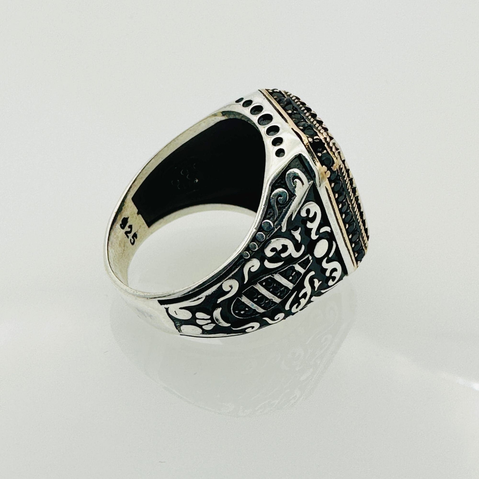 Men's Red Zircon Minimalist Silver Ring