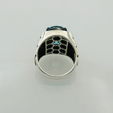 Turkish Handmade Men's Aquamarine Oval Ring