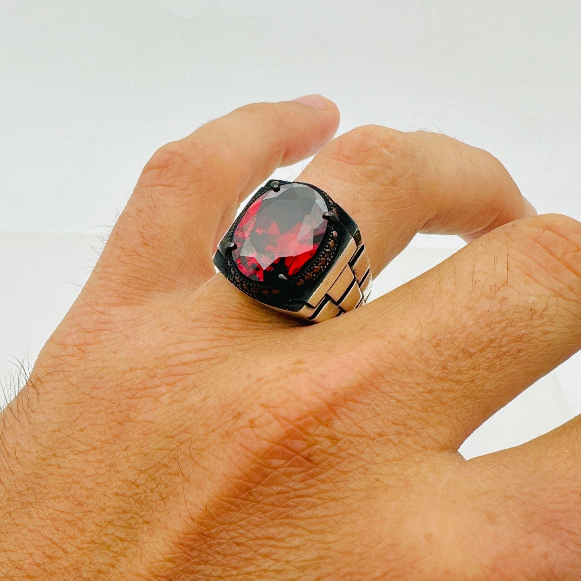 Men's Ruby Oval Ring