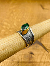 خاتم فضة زمرد نسائي