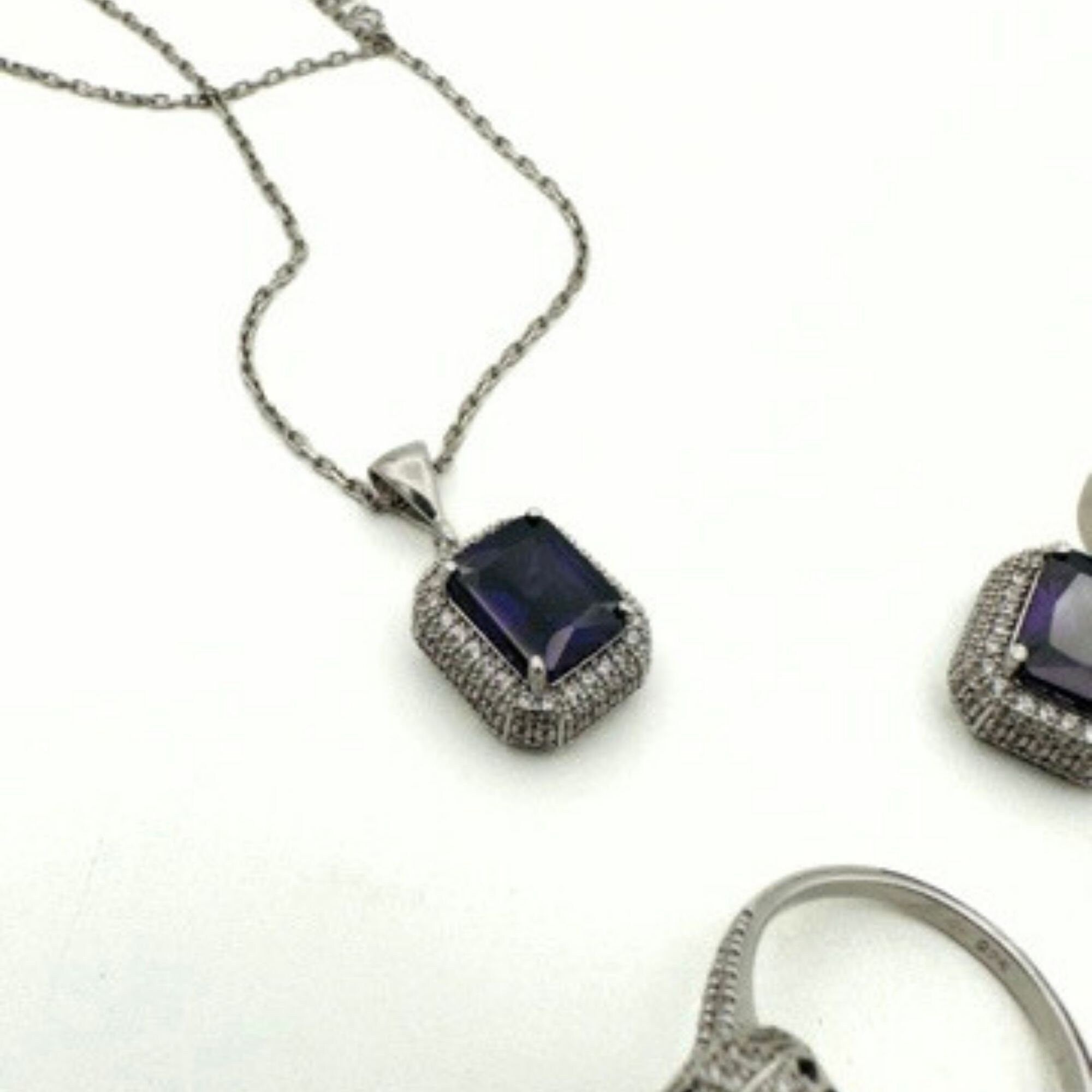 Turkish Handmade 925 Sterling Silver Amethyst Jewelry Set for Women - Elegant Gift