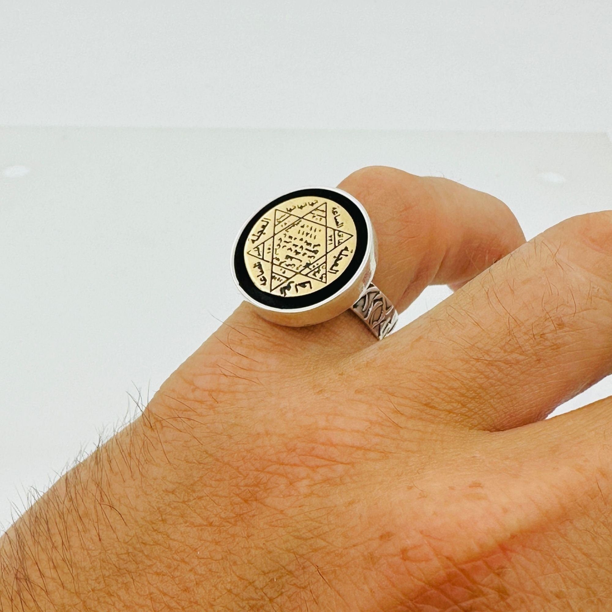 Unique Seal of Solomon Men's Silver Ring